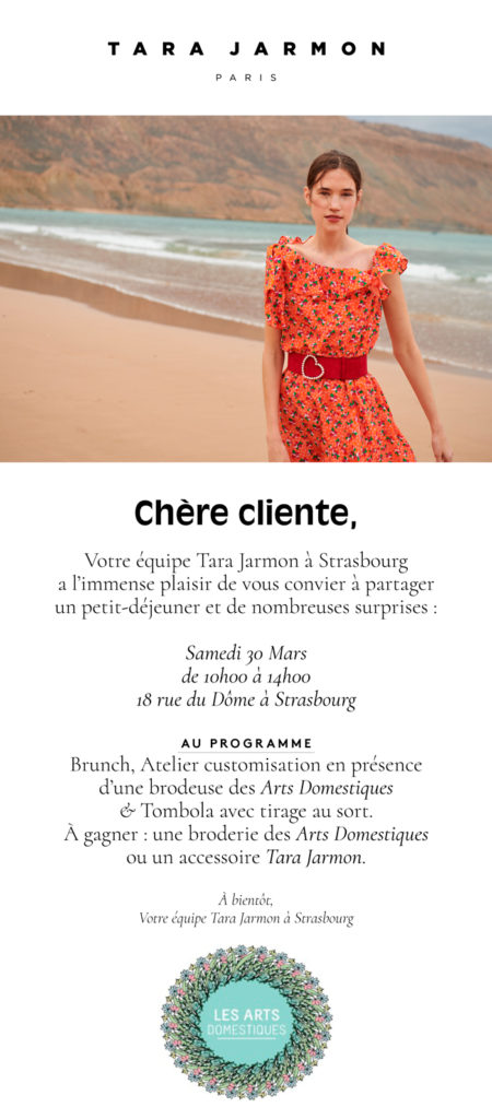 Atelier broderie Tara Jarmon Les Arts Domestiques Strasbourg